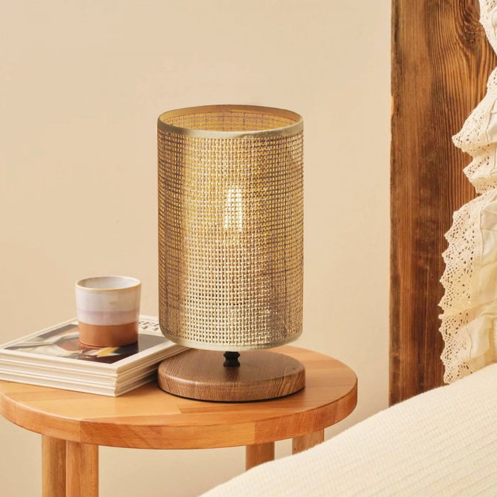Opviq Lámpara de mesa de madera y bambú Beige Opviq Lámpara de mesa de madera y bambú Beige